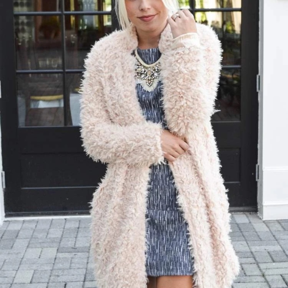 Fuzzy pink coat